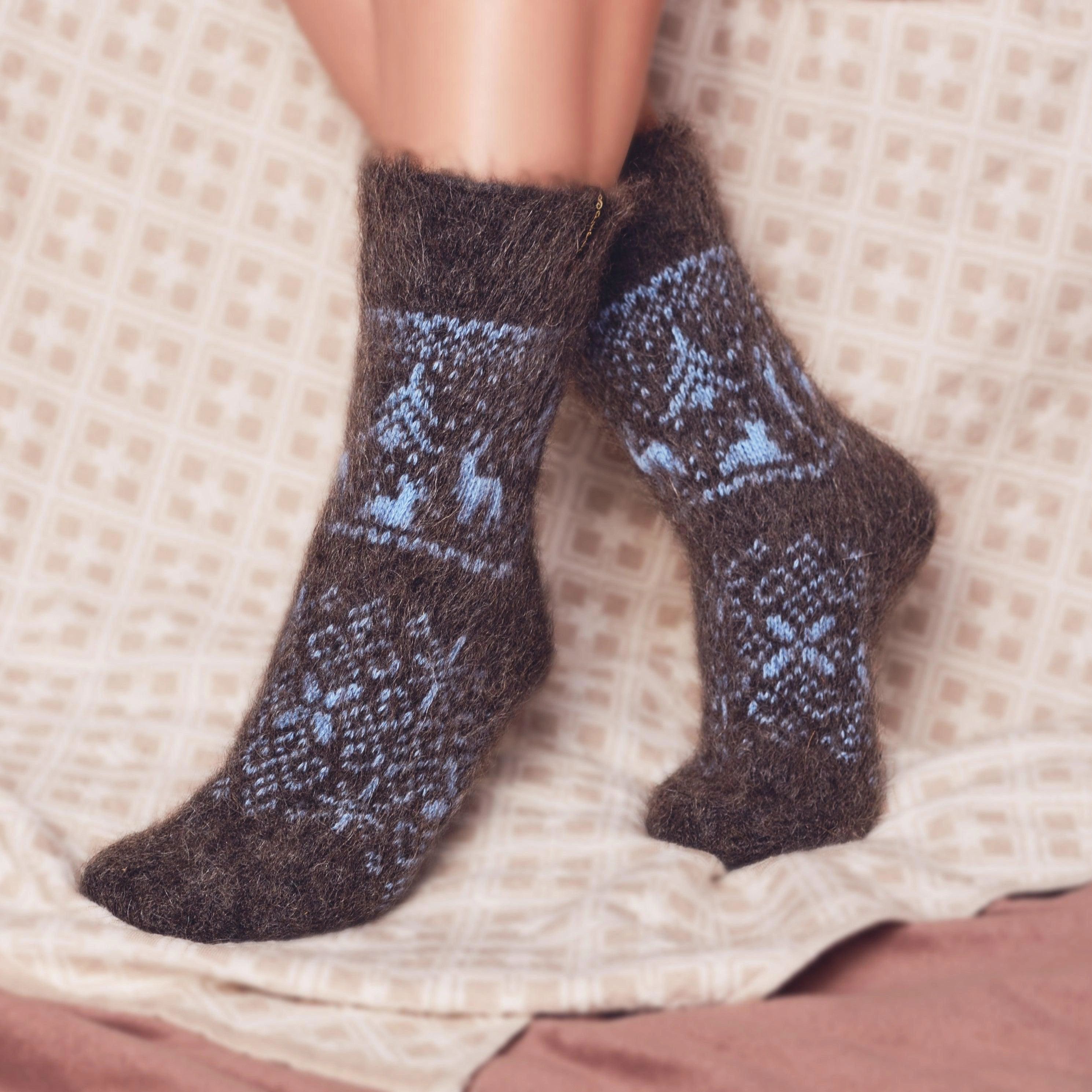 Cozy Mountain Nights Goat Wool Crew Socks